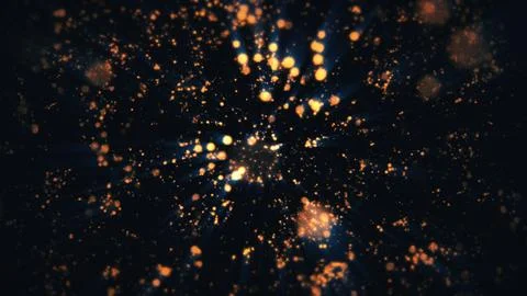Golden Particle Explosion Background Abstract Bright Starburst Light Rays Illustrazione stock