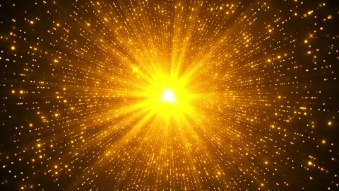 Golden particle explosion background bright burst, radiant dot trails, energetic Stock Footage 340414923