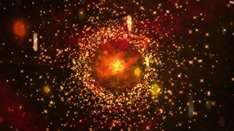 Golden Particle Explosion With Glowing Sparkling Cosmic Energy Stock Footage 331231376