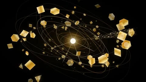 Golden Particle Explosion Loop - Geometric Light Burst Backdrop Video stock 341868926