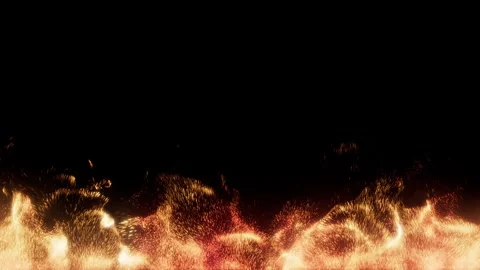 Golden particle flame border effect background loop playback Video stock 345454359