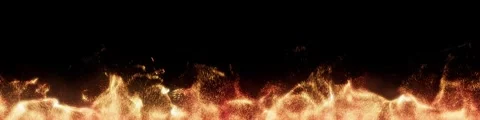Golden particle flame border effect background loop playback Video stock 345454715