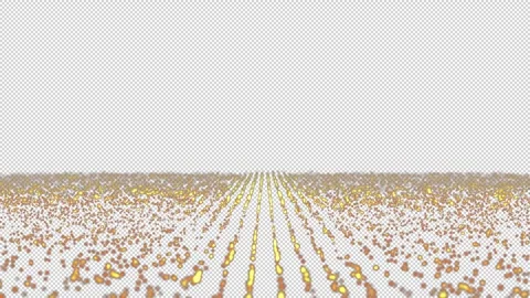 Golden Particle Grid Depth Perspective Wave Isolated on Transparent Backgroun Stock Footage 319785920