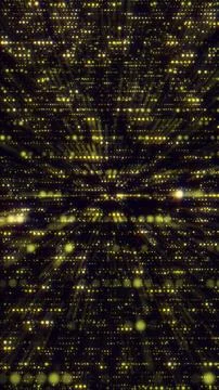 Golden particle light ray vertical stage grid abstract background Illustrazione stock