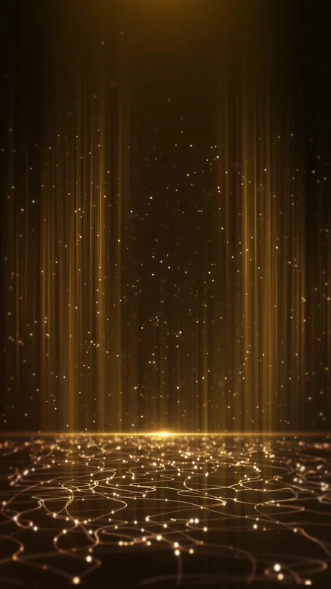 Golden particle lines awards stage background. yoga event, music festival vj per Stock Footage 341903345