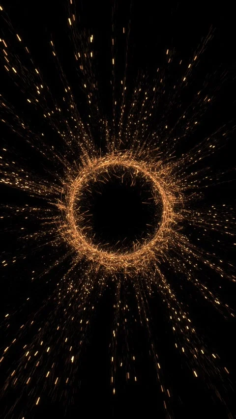 Golden Particle Ring Explosion With Radiating Sparks Stock Footage 342631286