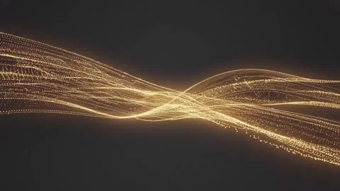 Golden particle streams flowing abstract light trails wave motion backgroun.. Stock Footage 321340363