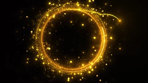 Golden particle trail bright comet head, sparkling dust curve, empty space, eleg Stock Footage 340470050
