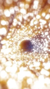 Golden particle vortex forming a glowing abstract tunnel, symbolizing energ.. Stock Illustration