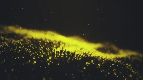 Golden particle wave on a dark backdrop Stock Footage 264979987