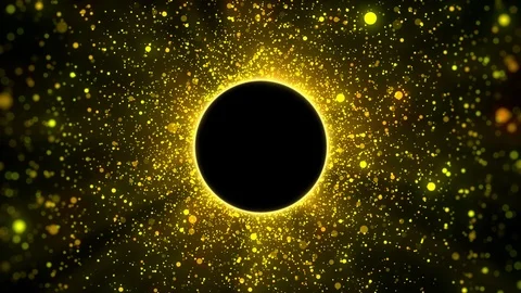 Golden particles with circle copyspace background, looped Stock Footage 107815265