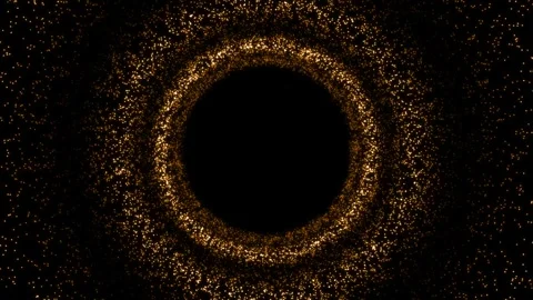 Golden particles circle vortex loop animation on black background. Stock Footage 332477929