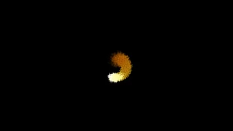 Golden particles evolving into a glowing arc against a dark background Stock Footage 343419700