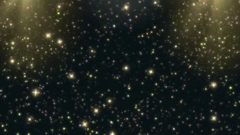 Golden particles falling against black background Видео 337087397