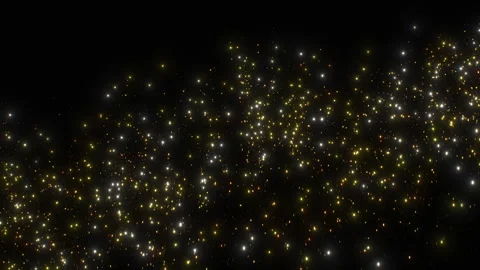 Golden Particles Falling Slow Motion Black Background Abstract 3d Animation Stock Footage 309018857