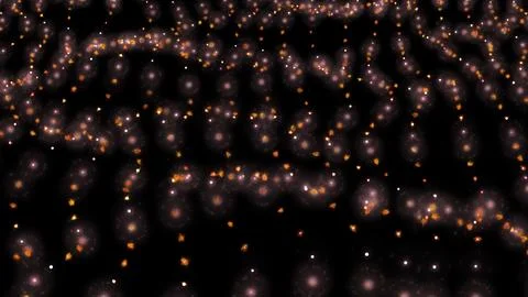 Golden particles float across a deep black expanse Stock Illustration
