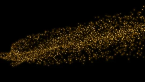 Golden particles flow across black background. Elegant sparkle effect. Stock Footage 313837041