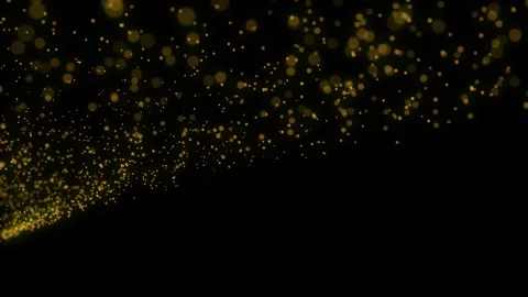 Golden particles flow across black background. Elegant sparkle effect. Stock Footage 313837046