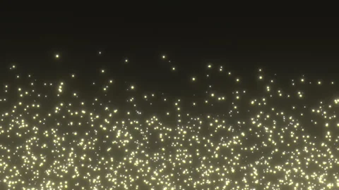 Golden particles glowing sparkles float in seamless loop overlay on black. Stock Footage 298074228