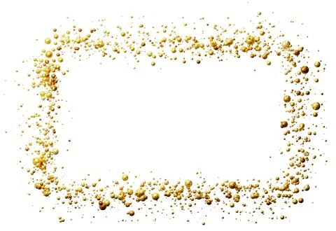 Golden particles make a frame shape with a clear background. The design foc.. Stock Photos