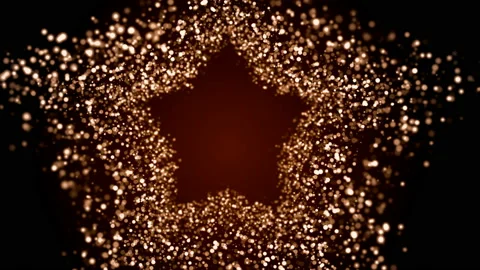 Golden particles in motion, in the form of star. Stock Footage 90753501