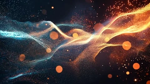 Golden particles moving in slow motion on black background Stock Footage 285664601
