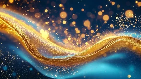 Golden particles moving in slow motion on black background Stock Footage 285664644