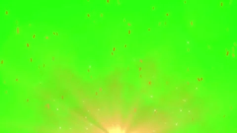Golden particles rising from a central light source on a green screen Stock Footage 338326774