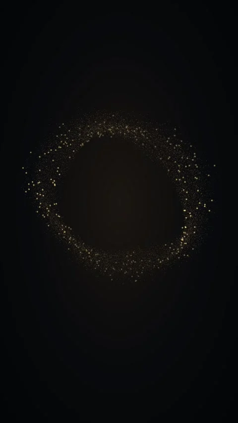 Golden particles rotate counterclockwise in a steady circular ring Видео 345188349