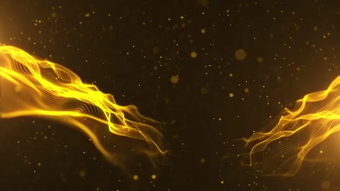 Golden Particles Wave and light abstract background with shining flare. Stock Footage 245157541