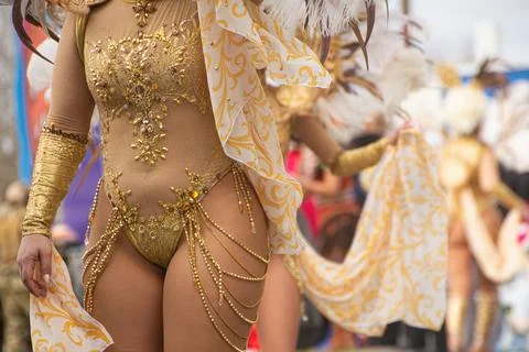 Golden party dancer Foto stock