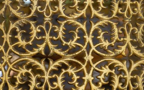 Golden Pattern, Arabesque Background, Window and Door Texture, Stock Photos