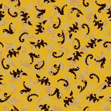 Golden pattern background made of leaves. Stock Illustration