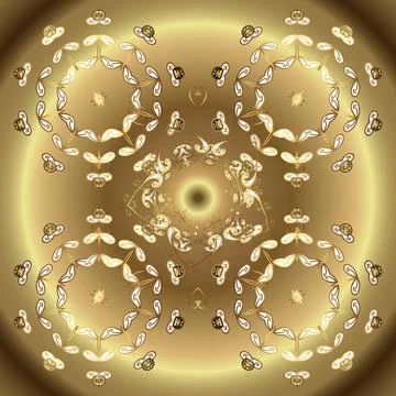 Golden pattern on beige and brown colors with golden elements. Vector golden sea Stock Illustration