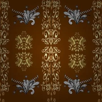 Golden pattern on beige, brown and white colors with golden elements. Ornate vec Illustrazione stock