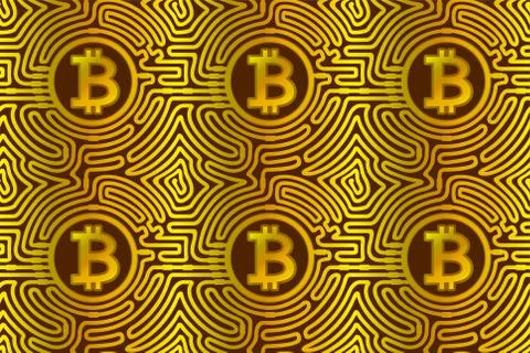 Golden pattern with bitcoins 스톡 일러스트