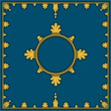 Golden pattern on blue in classical style. 库存插图