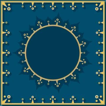 Golden pattern on blue in neoclassical style. Stock Illustration