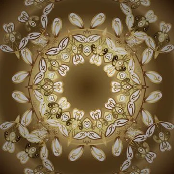 Golden pattern on brown and beige colors with golden elements. Seamless golden p Stockillustratie