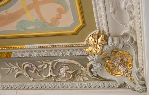 Golden pattern on ceiling Stock Photos