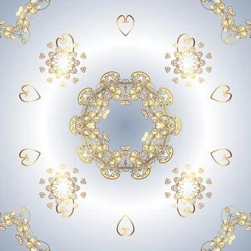 Golden pattern on gray and neutral colors with golden elements. Backdrop, fabric Stock Illustration