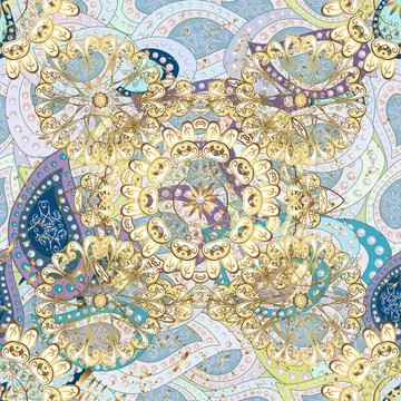 Golden pattern on gray, beige and neutral colors with golden elements. Tradition Stock Illustration