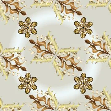 Golden pattern on neutral and gray colors with golden elements. Flat hand drawn Stock Illustration
