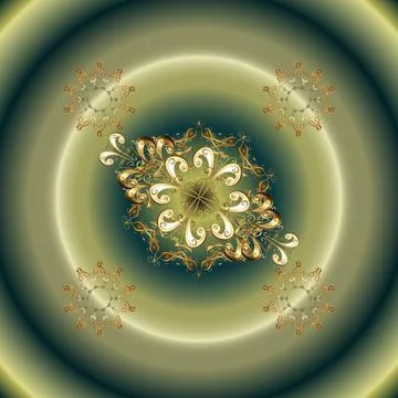 Golden pattern on neutral and green colors with golden elements. Vector golden s イラスト素材