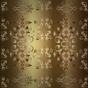 Golden pattern on neutral, beige and brown colors with golden elements. Flat han イラスト素材