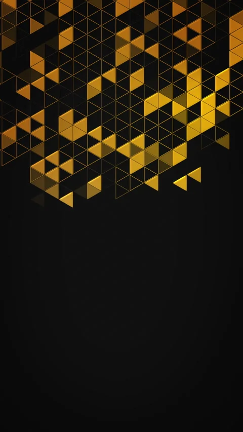 Golden pattern of shiny triangles that sparkle and shimmer. Stock Footage 281563079