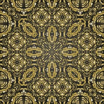 Golden Pattern in the style of Baroque. Abstract Vector Background イラスト素材