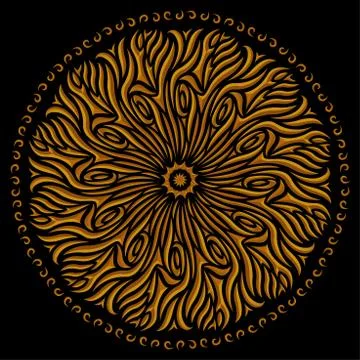 Golden pattern with symbol of the sun Stock Illustration