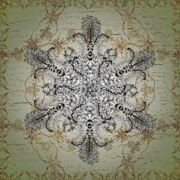 Golden pattern on white, neutral and beige colors with golden elements. Seamless Stock Illustration