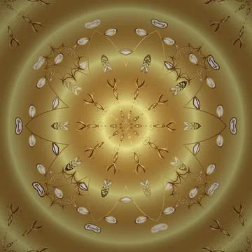 Golden pattern on yellow and neutral colors with golden elements. Backdrop, fabr イラスト素材